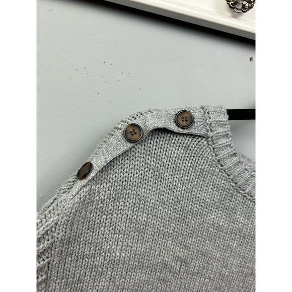 Belle by Belldini pullover sweater Womens Large Button shoulder knit Gray Chunky - Picture 7 of 8